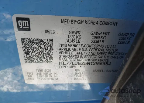 2024 Chevrolet Trax Fwd 2Rs z USA, uszkodzony, nr VIN KL77LJE25RC056854